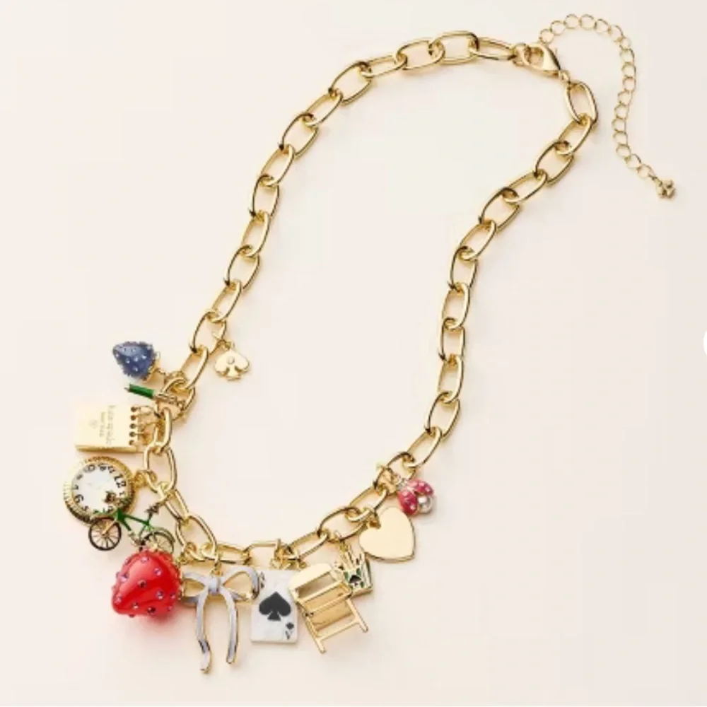 KATE SPADE x Target Charm Necklace Gold NIB - Picture 2 of 8